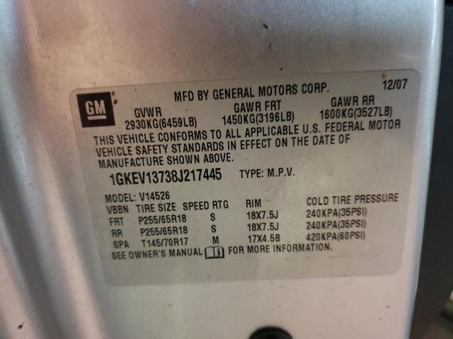 Photo 10 from auction – 2008 GMC ACADIA SLE with VIN 1GKEV13738J217445