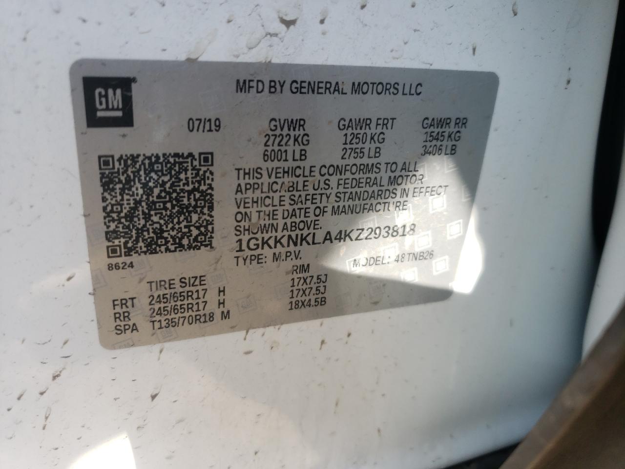 Photo 10 from auction – 2019 GMC ACADIA SLE with VIN 1GKKNKLA4KZ293818