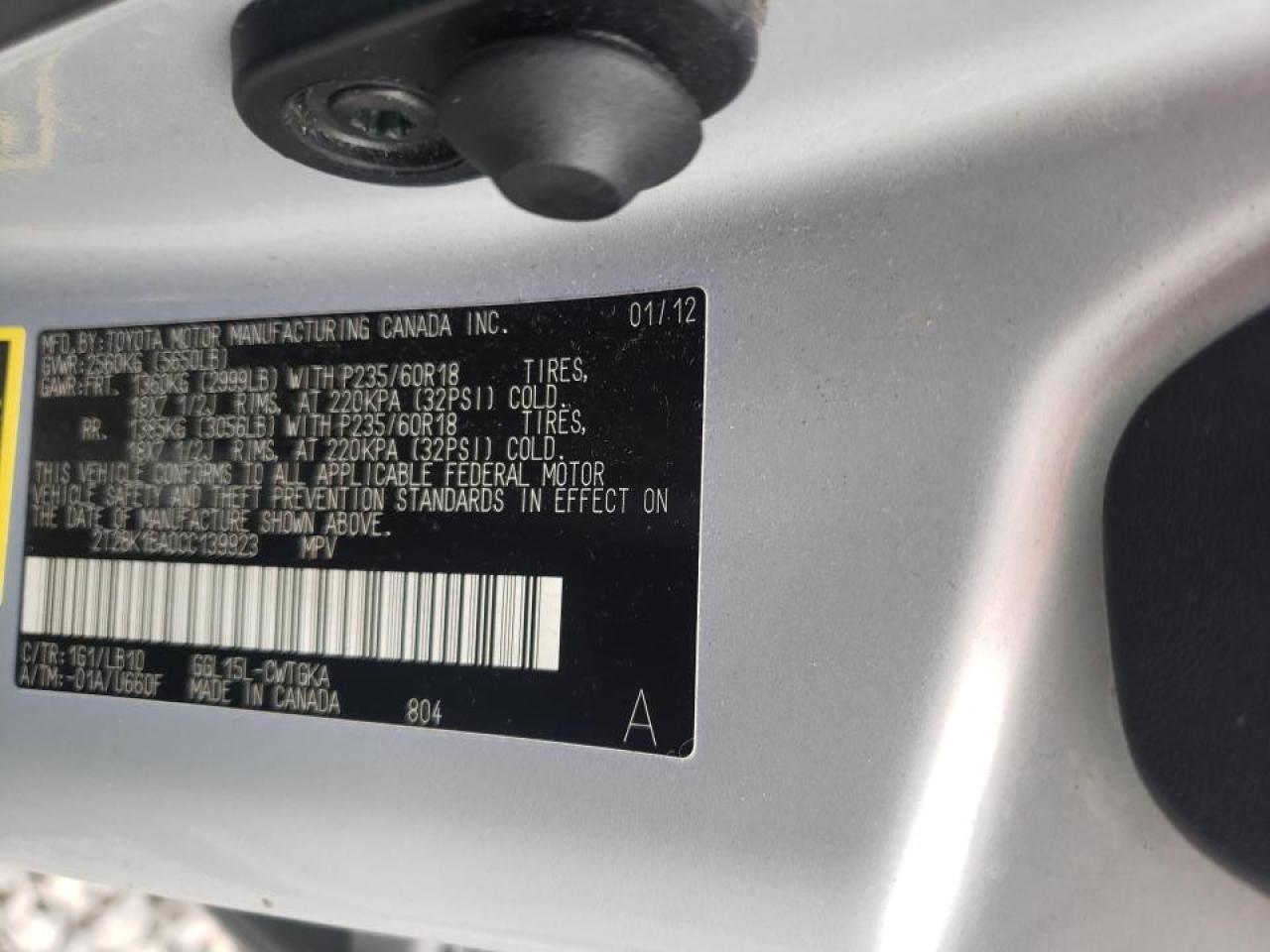 Photo 10 from auction – 2012 LEXUS RX 350 with VIN 2T2BK1BA0CC139923