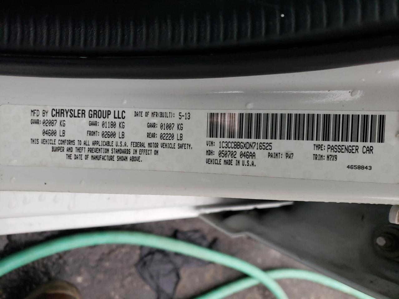 Photo 10 from auction – 2013 CHRYSLER 200 TOURIN with VIN 1C3CCBBGXDN716525