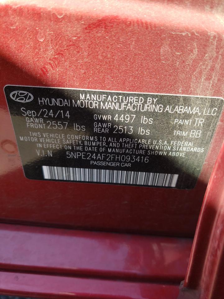 Photo 10 from auction – 2015 HYUNDAI SONATA SE with VIN 5NPE24AF2FH093416