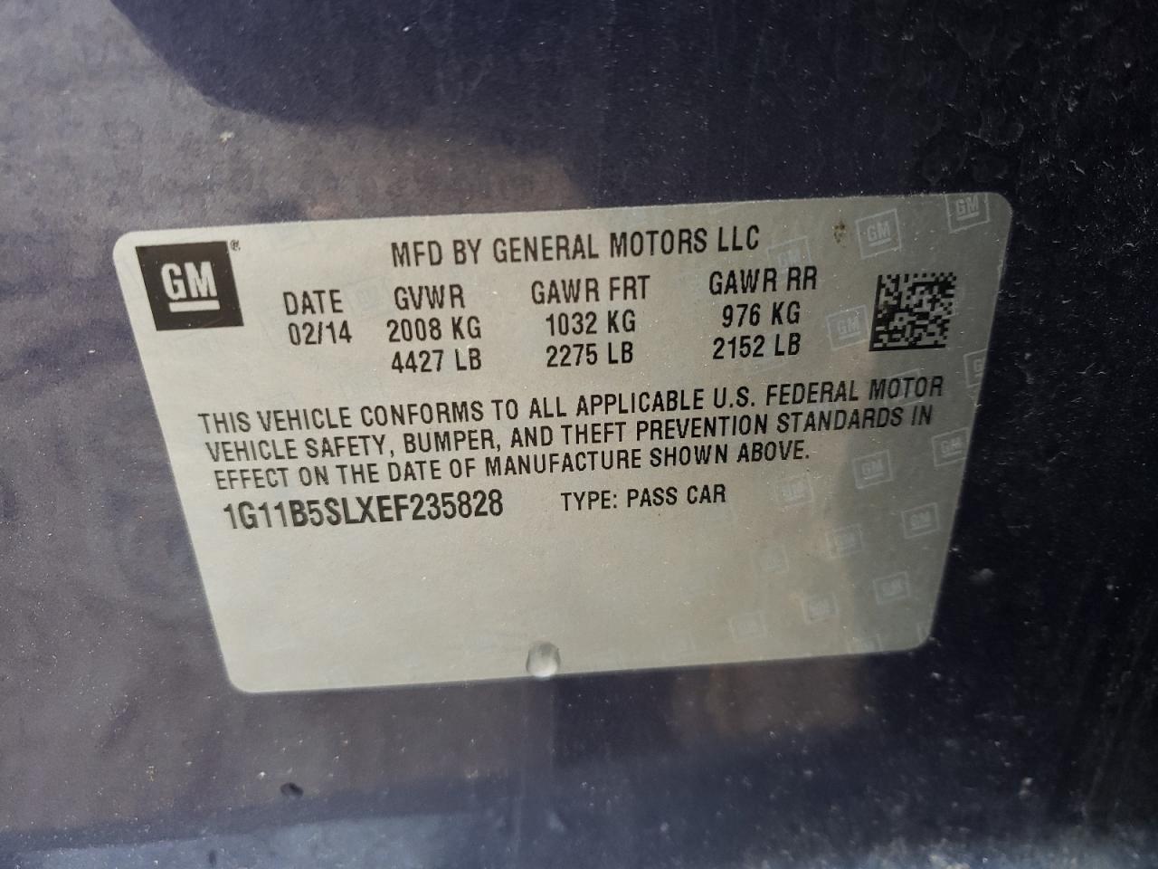 Photo 10 from auction – 2014 CHEVROLET MALIBU LS with VIN 1G11B5SLXEF235828