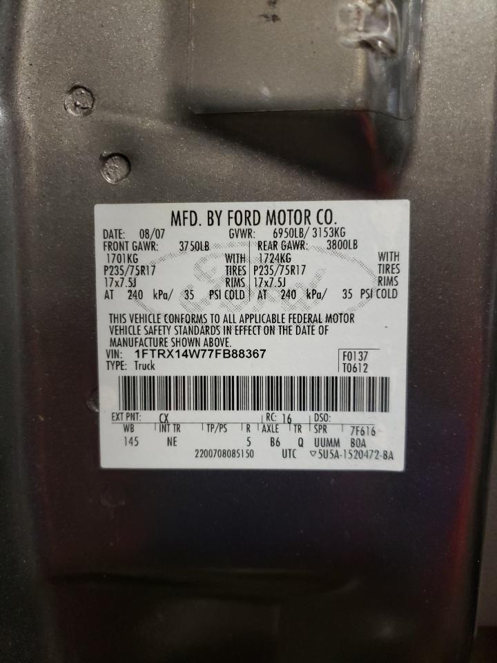 Photo 10 from auction – 2007 FORD F150 with VIN 1FTRX14W77FB88367