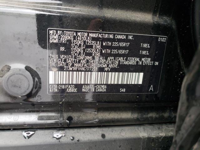 Photo 10 from auction – 2022 TOYOTA RAV4 XLE with VIN 2T3W1RFV4NC177251