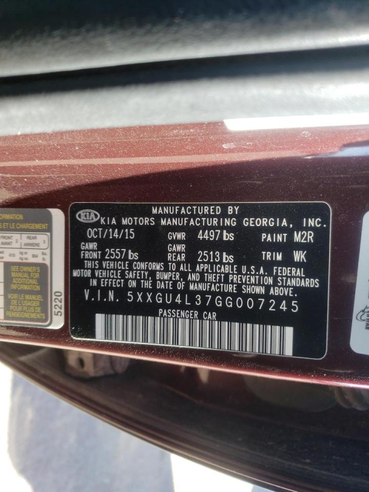 Photo 10 from auction – 2016 KIA OPTIMA EX with VIN 5XXGU4L37GG007245