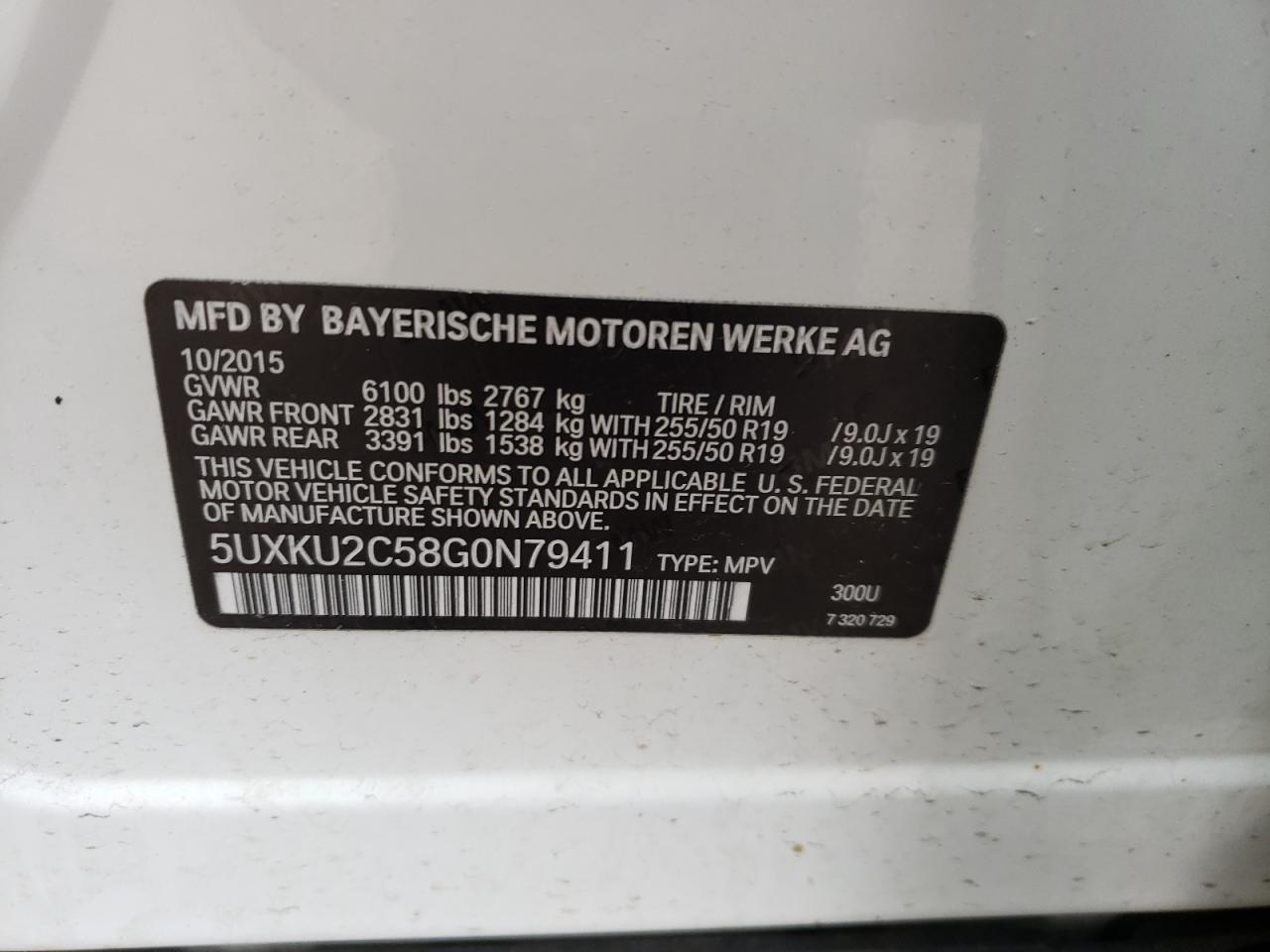Photo 10 from auction – 2016 BMW X6 XDRIVE3 with VIN 5UXKU2C58G0N79411