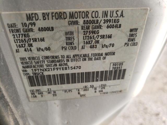 Photo 10 from auction – 2000 FORD F250 SUPER with VIN 1FTNX21F9YEB15470