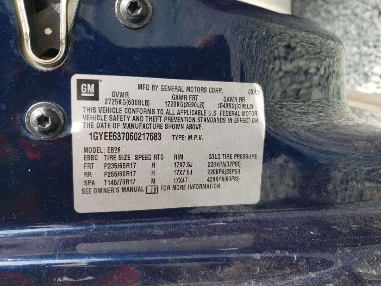 Photo 10 from auction – 2006 CADILLAC SRX with VIN 1GYEE637060217683