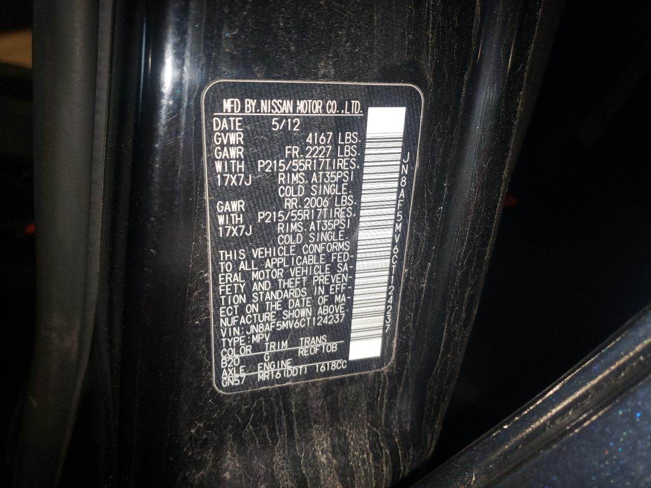 Photo 10 from auction – 2012 NISSAN JUKE S with VIN JN8AF5MV6CT124237