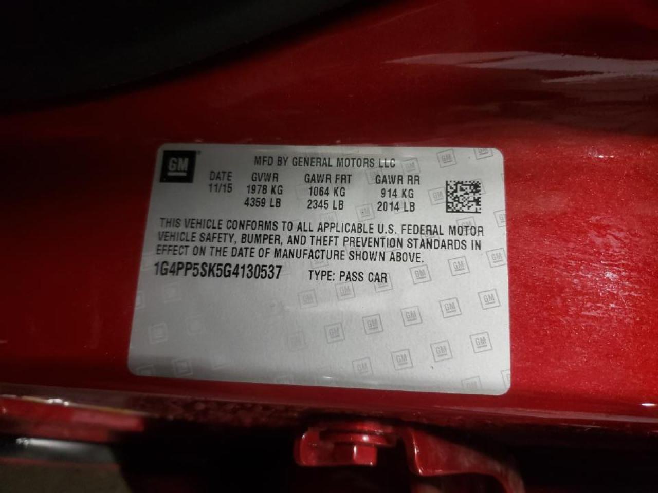 Photo 10 from auction – 2016 BUICK VERANO with VIN 1G4PP5SK5G4130537