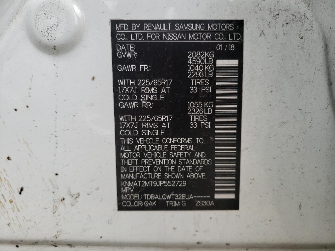 Photo 10 from auction – 2018 NISSAN ROGUE S with VIN KNMAT2MT9JP552729