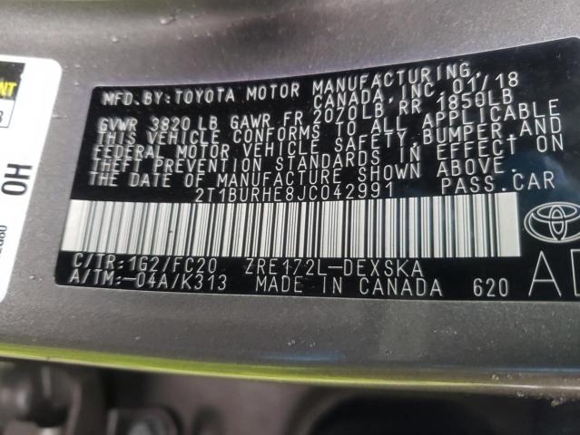 Photo 10 from auction – 2018 TOYOTA COROLLA L with VIN 2T1BURHE8JC042991