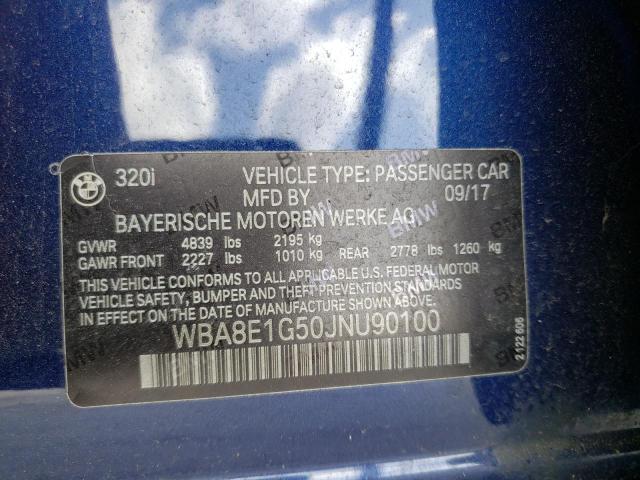 Photo 10 from auction – 2018 BMW 320 I with VIN WBA8E1G50JNU90100