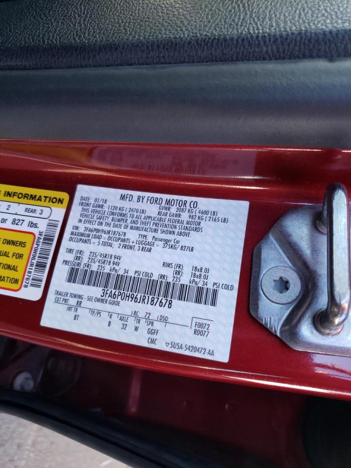 Photo 10 from auction – 2018 FORD FUSION SE with VIN 3FA6P0H96JR187678