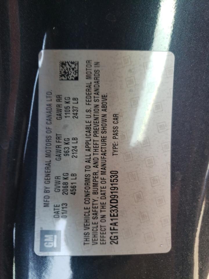 Photo 10 from auction – 2013 CHEVROLET CAMARO LS with VIN 2G1FA1E3XD9191530
