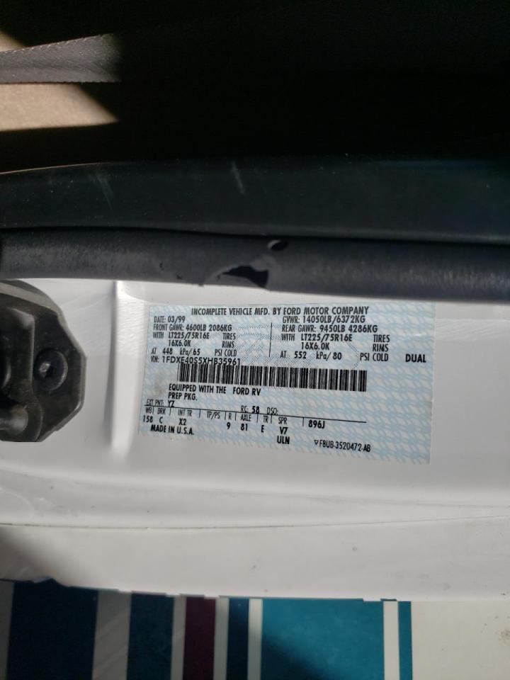 Photo 10 from auction – 2000 FORD WINNEBAGO with VIN 1FDXE40S5XHB35961