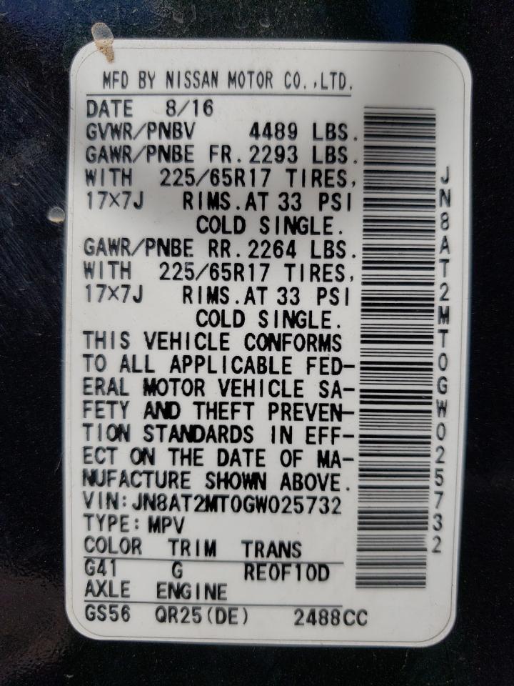Photo 10 from auction – 2016 NISSAN ROGUE S with VIN JN8AT2MT0GW025732
