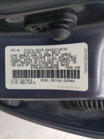 Photo 10 from auction – 2013 TOYOTA COROLLA BA with VIN 5YFBU4EE4DP088720