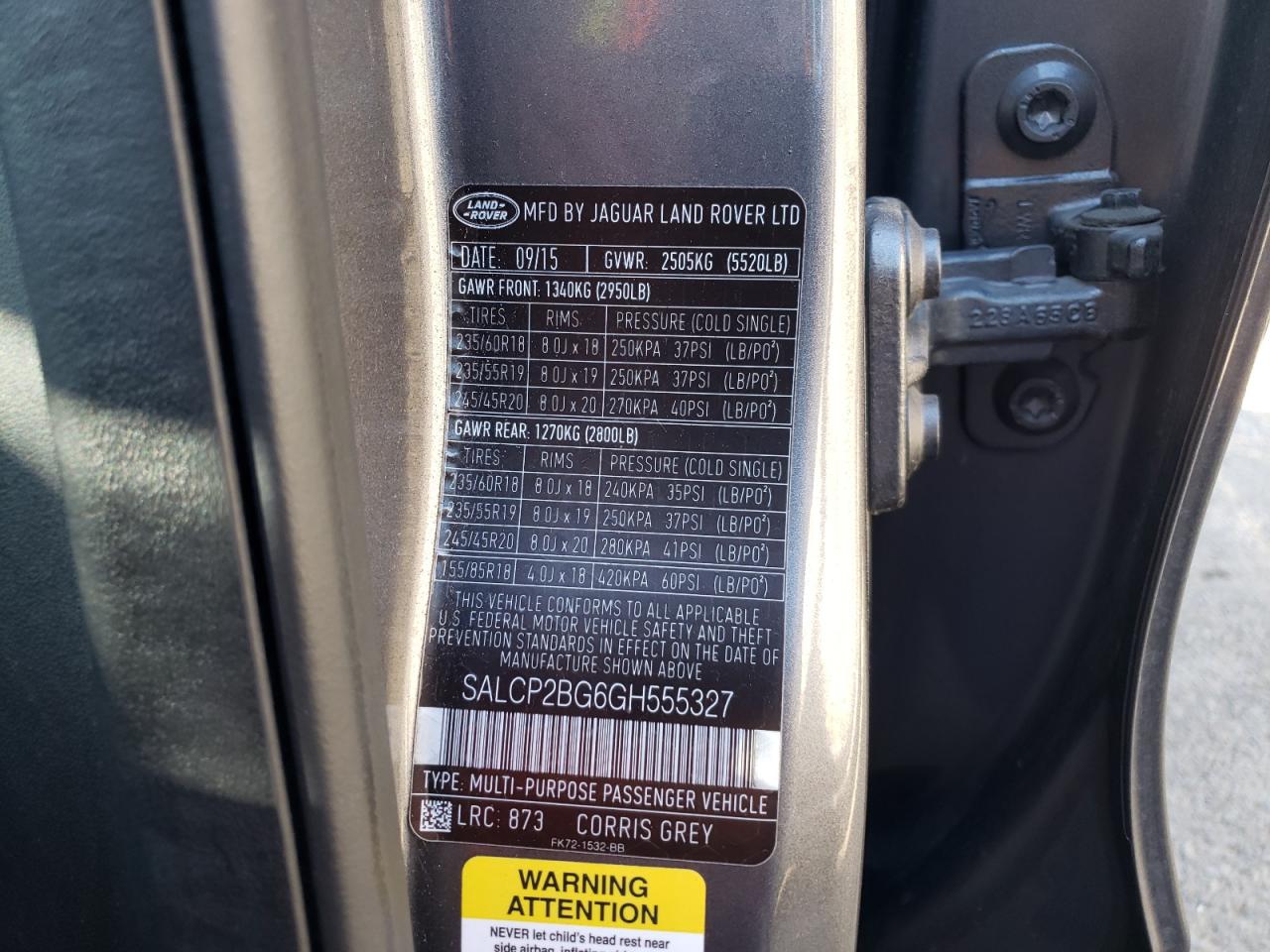 Photo 10 from auction – 2016 LAND ROVER DISCOVERY with VIN SALCP2BG6GH555327