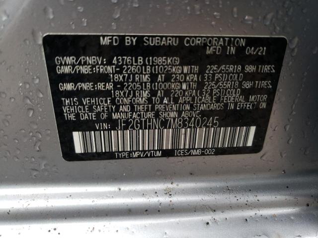 Photo 10 from auction – 2021 SUBARU CROSSTREK with VIN JF2GTHNC7M8340245