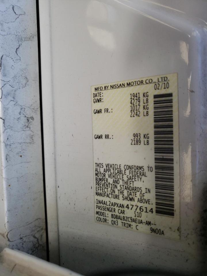 Photo 10 from auction – 2010 NISSAN ALTIMA BAS with VIN 1N4AL2APXAN477614