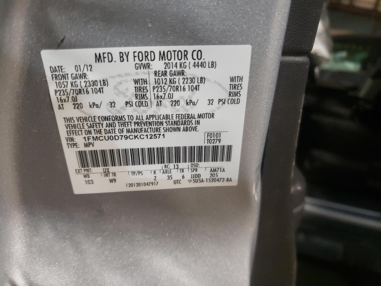 Photo 10 from auction – 2012 FORD ESCAPE XLT with VIN 1FMCU0D79CKC12571