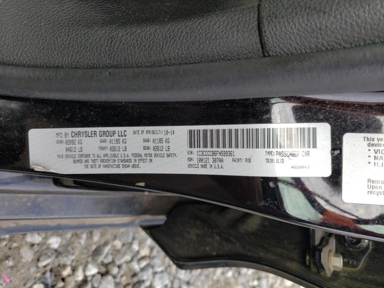 Foto 10 de la subasta – 2015 CHRYSLER 200 C con VIN 1C3CCCCB6FN599361