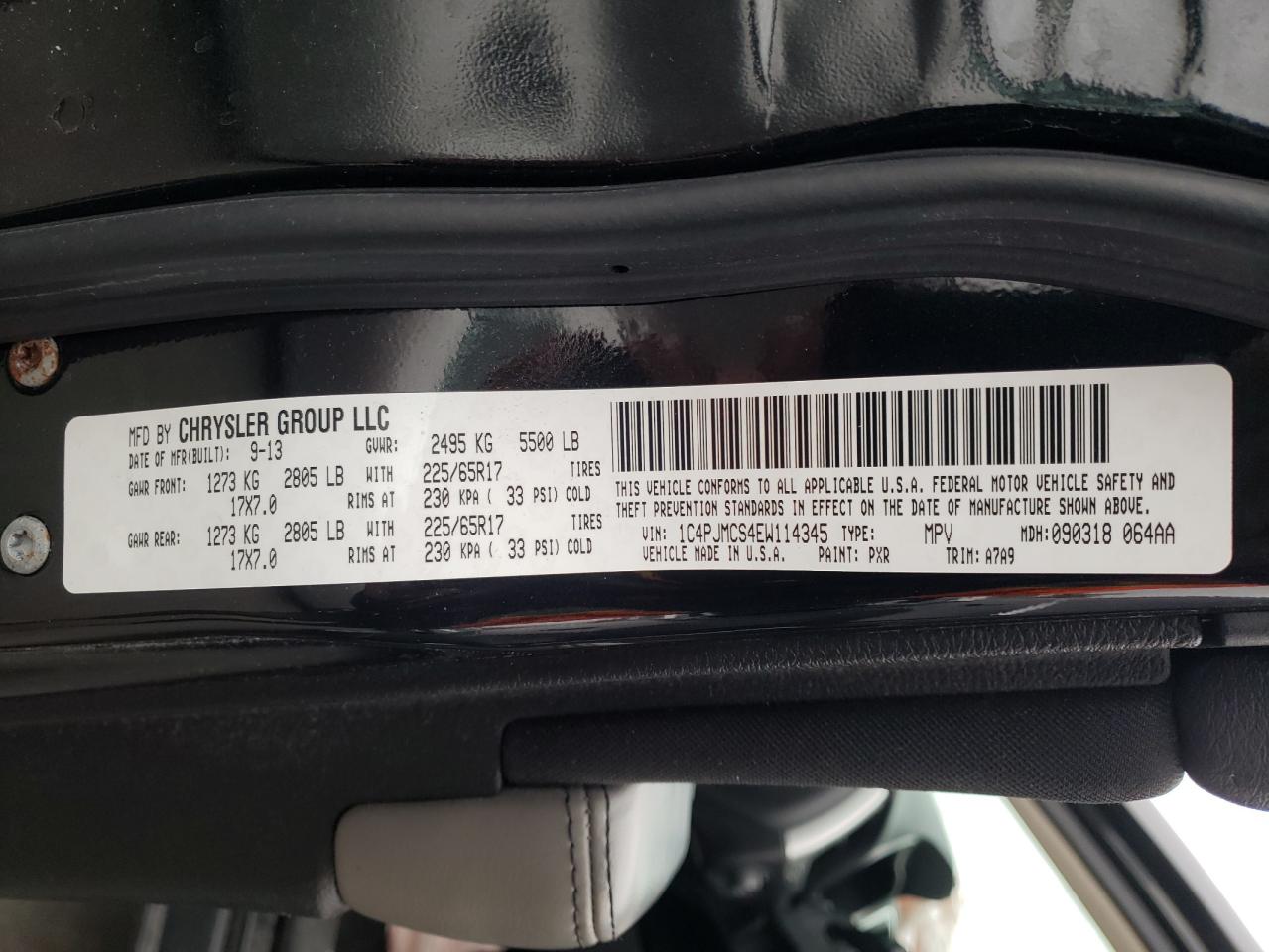 Photo 10 from auction – 2014 JEEP CHEROKEE L with VIN 1C4PJMCS4EW114345