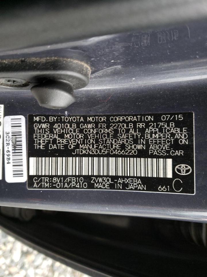 Photo 10 from auction – 2015 TOYOTA PRIUS with VIN JTDKN3DU5F0466220