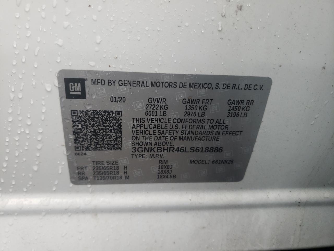 Photo 10 from auction – 2020 CHEVROLET BLAZER 2LT with VIN 3GNKBHR46LS618886
