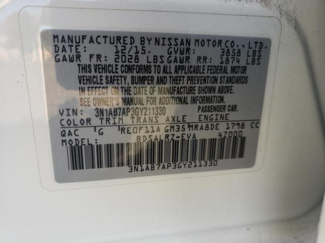 Photo 10 from auction – 2016 NISSAN SENTRA S with VIN 3N1AB7AP3GY211330