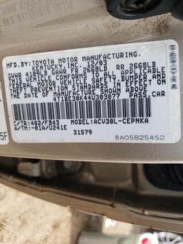 Photo 10 from auction – 2004 TOYOTA CAMRY /LE/ with VIN 4T1BE30K44U303077