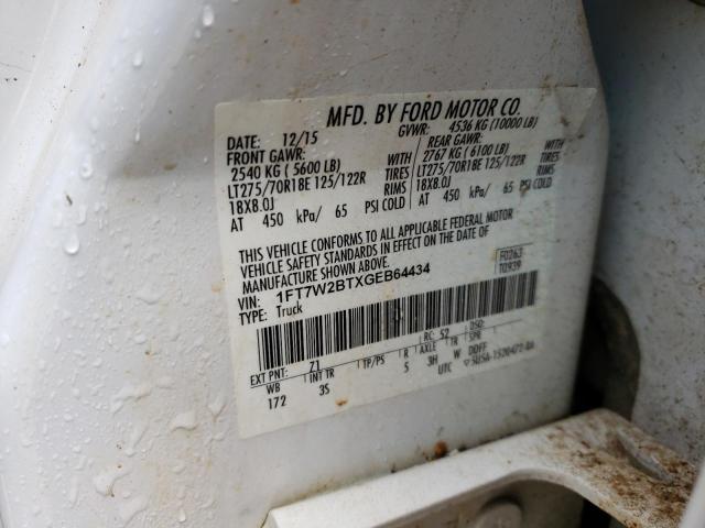 Photo 10 from auction – 2016 FORD F250 SUPER with VIN 1FT7W2BTXGEB64434