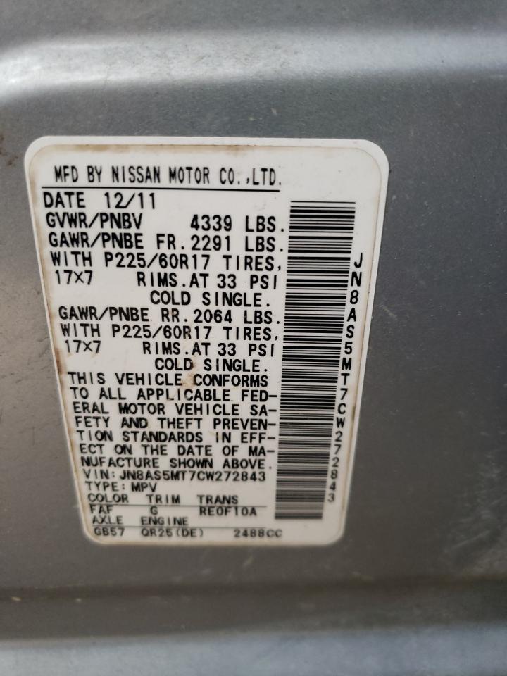 Photo 10 from auction – 2012 NISSAN ROGUE with VIN JN8AS5MT7CW272843