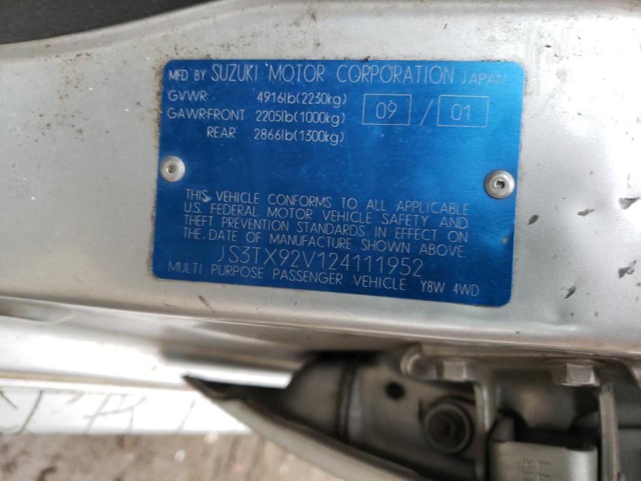 Photo 10 from auction – 2002 SUZUKI XL7 PLUS with VIN JS3TX92V124111952