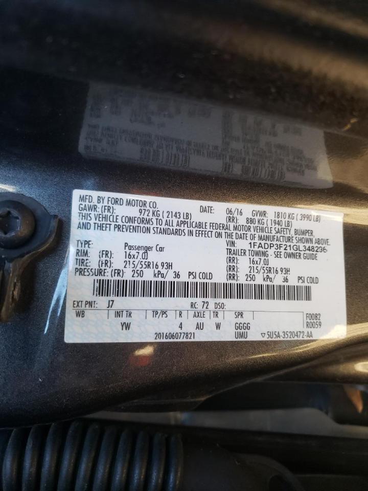 Photo 10 from auction – 2016 FORD FOCUS SE with VIN 1FADP3F21GL348296