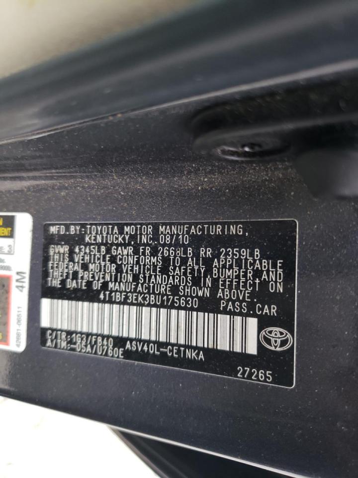 Photo 10 from auction – 2011 TOYOTA CAMRY BASE with VIN 4T1BF3EK3BU175630