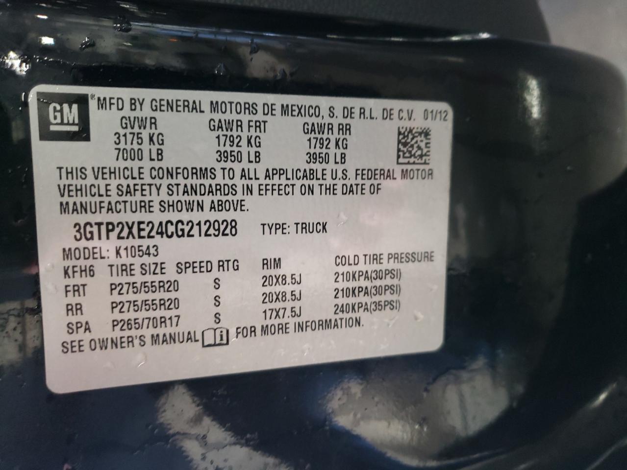 Photo 10 from auction – 2012 GMC SIERRA K15 with VIN 3GTP2XE24CG212928