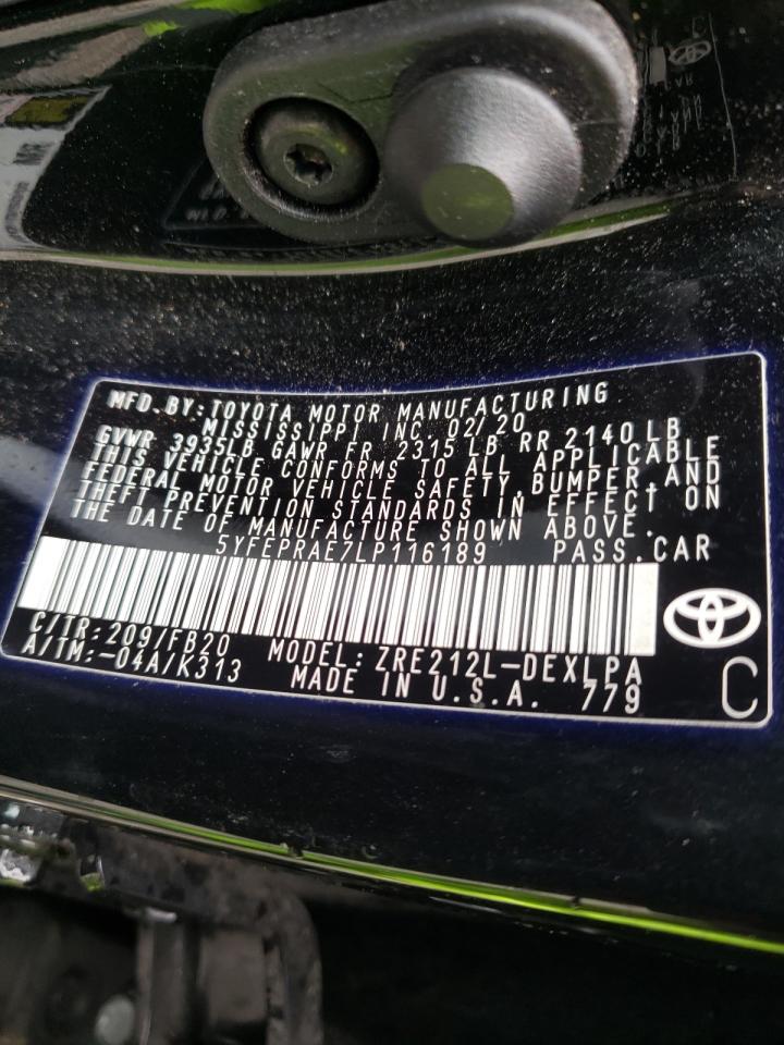 Photo 10 from auction – 2020 TOYOTA COROLLA LE with VIN 5YFEPRAE7LP116189