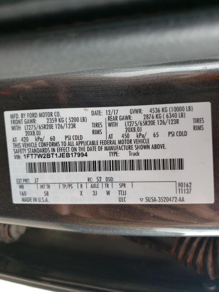 Photo 10 from auction – 2018 FORD F250 SUPER with VIN 1FT7W2BT1JEB17994