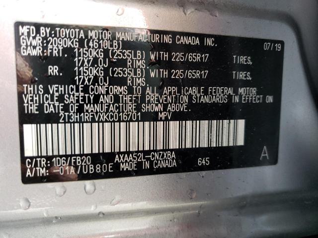 Photo 10 from auction – 2019 TOYOTA RAV4 LE with VIN 2T3H1RFVXKC016701