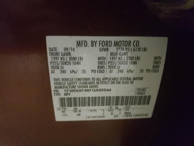 Photo 10 from auction – 2015 FORD EXPLORER L with VIN 1FM5K8F88FGA95544
