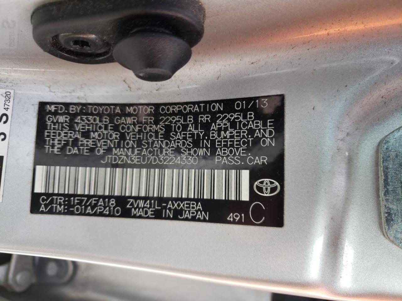 Photo 10 from auction – 2013 TOYOTA PRIUS V with VIN JTDZN3EU7D3224330
