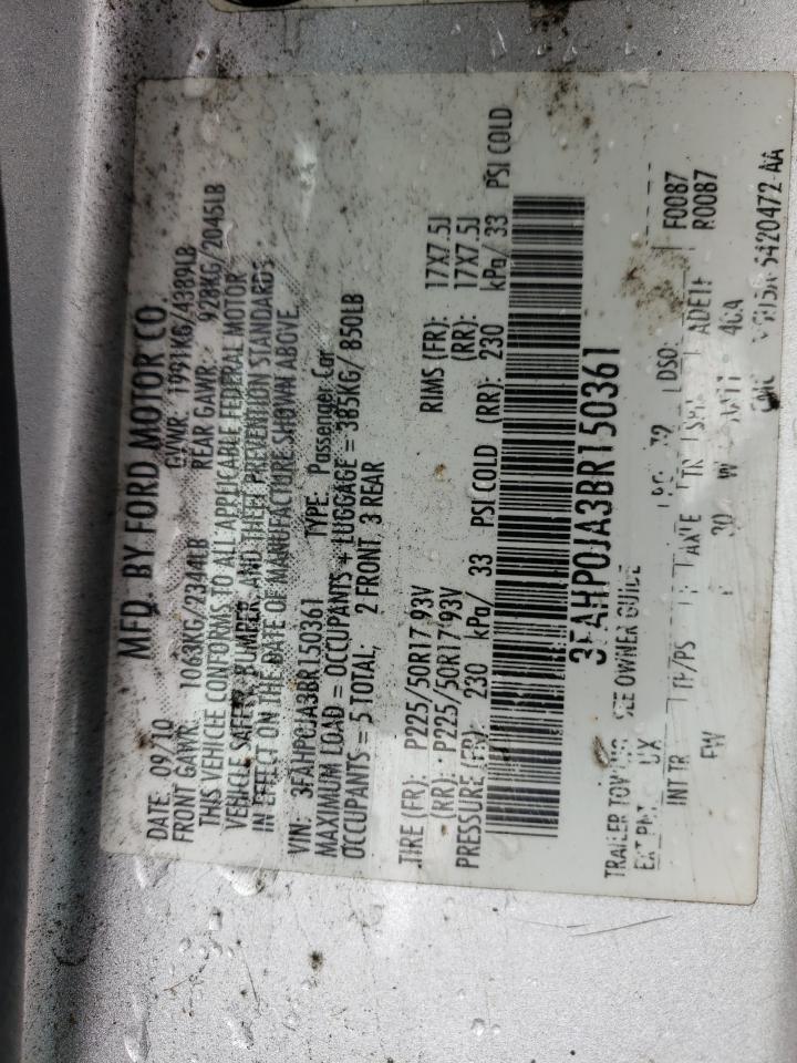 Photo 10 from auction – 2011 FORD FUSION SEL with VIN 3FAHP0JA3BR150361