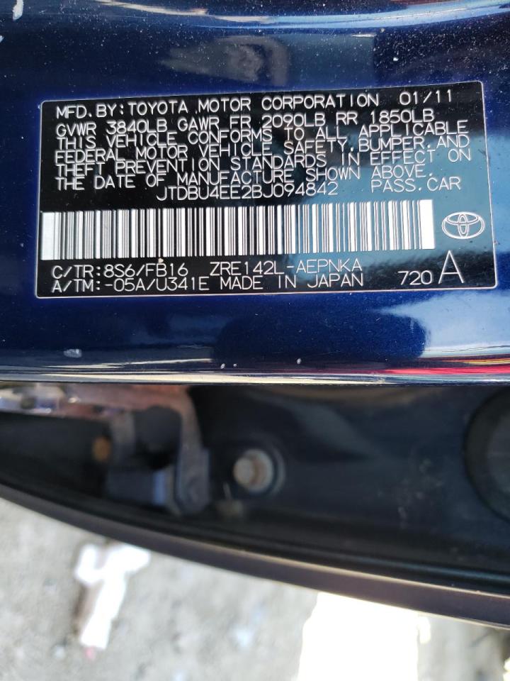 Photo 10 from auction – 2011 TOYOTA COROLLA BA with VIN JTDBU4EE2BJ094842