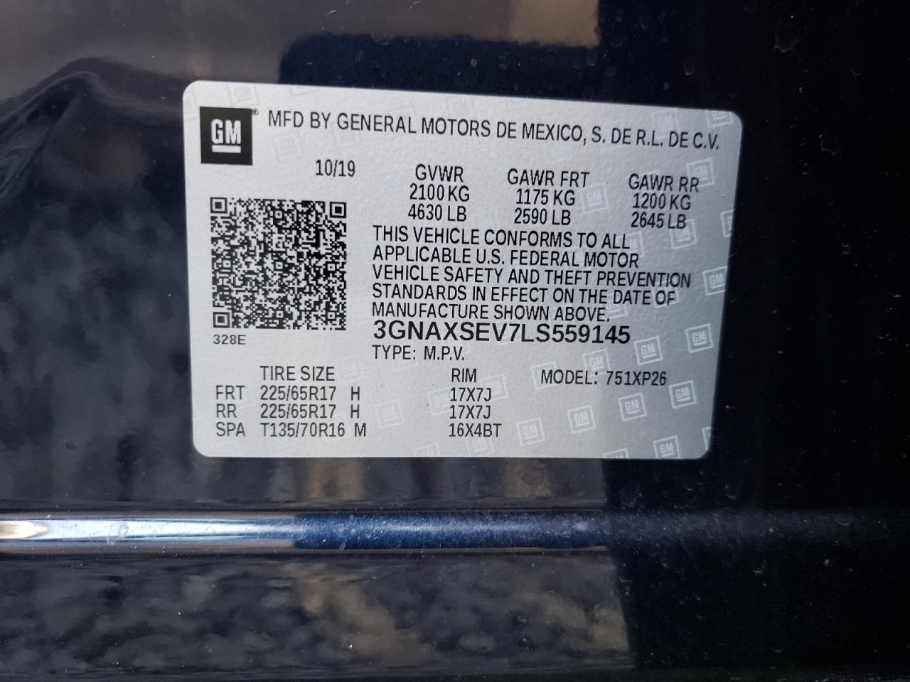 Photo 10 from auction – 2020 CHEVROLET EQUINOX LS with VIN 3GNAXSEV7LS559145