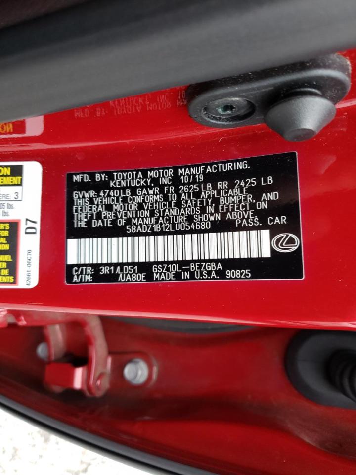 Photo 10 from auction – 2020 LEXUS ES 350 with VIN 58ADZ1B12LU054680