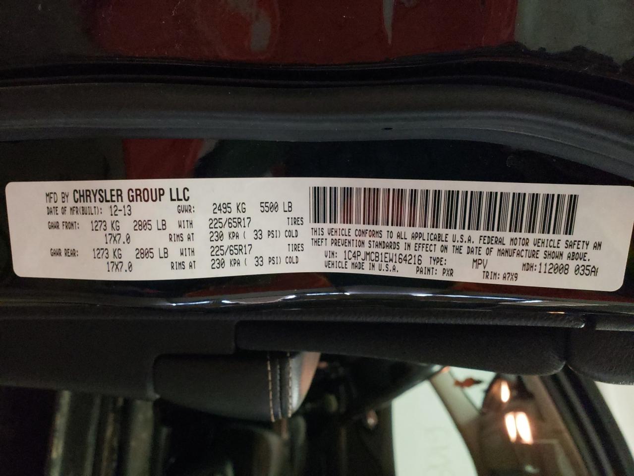 Photo 10 from auction – 2014 JEEP CHEROKEE L with VIN 1C4PJMCB1EW164216