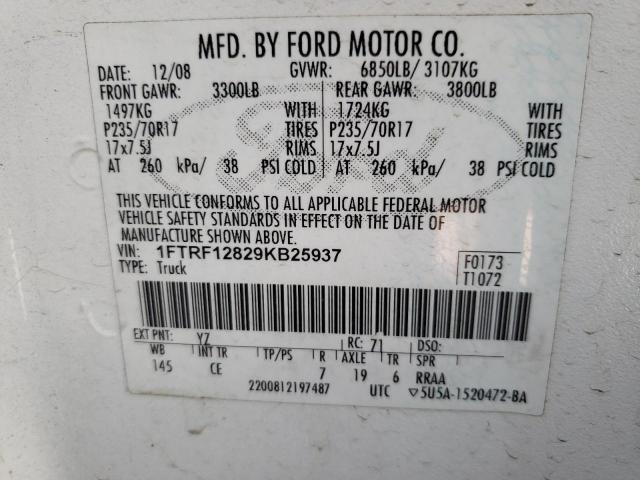 Photo 10 from auction – 2009 FORD F150 with VIN 1FTRF12829KB25937