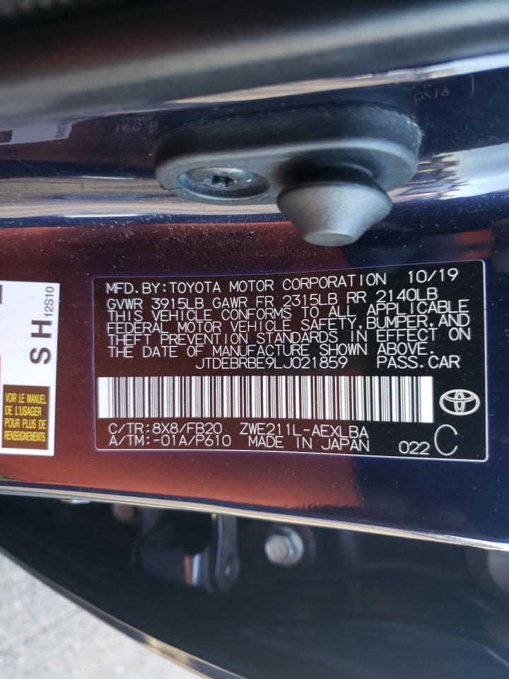 Photo 10 from auction – 2020 TOYOTA COROLLA LE with VIN JTDEBRBE9LJ021859